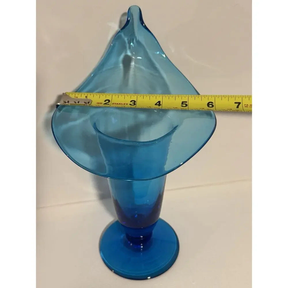 Vintage Art Deco Glass Vase Blue
